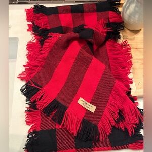 Burberry Festive Red and Black Checkered Scarf